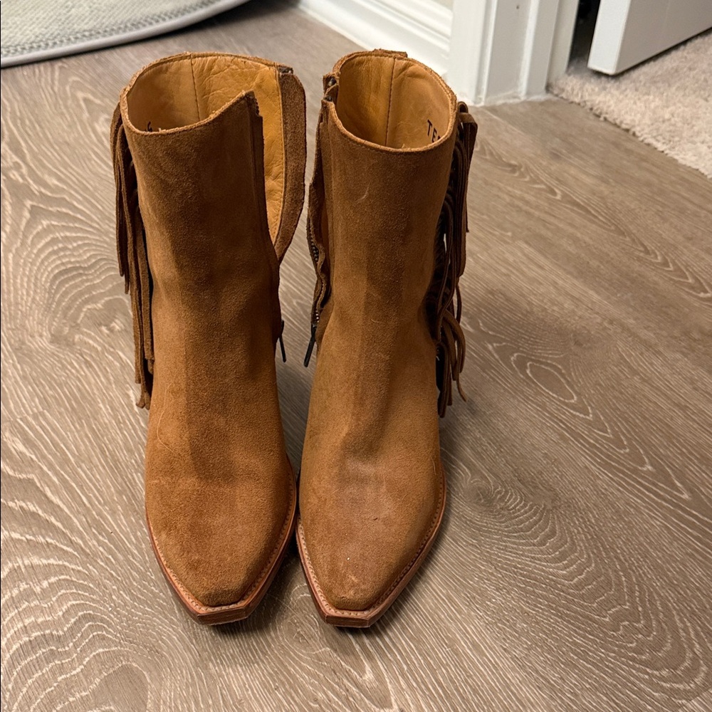 Tecovas Brown Fringe Ankle Booties